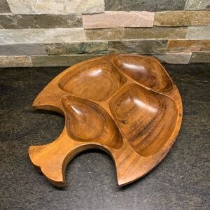 VINTAGE | Carved Wood Sectioned Fish Tray